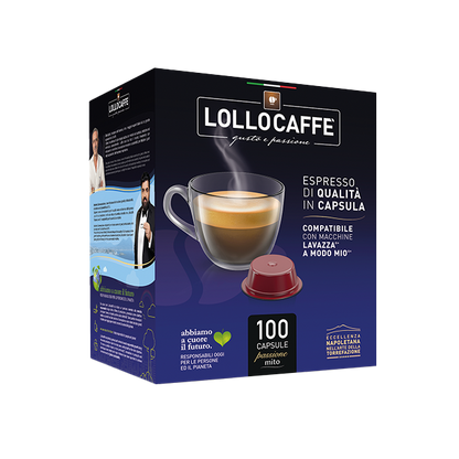 100 Capsules Lollocaffè SILVER ESPRESSO Compatible Lavazza A Modo Mio