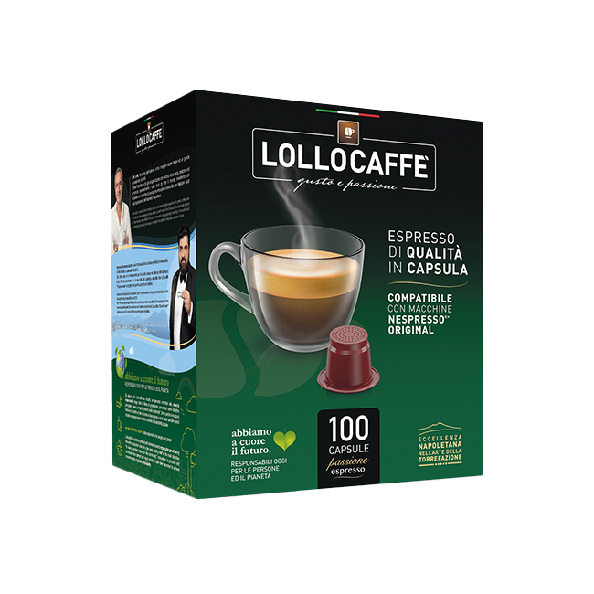 100 Capsules Lollocaffè SILVER ESPRESSO Compatible Nespresso