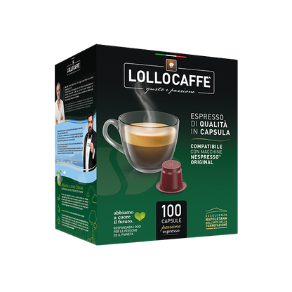 100 Capsules Lollocaffè SILVER ESPRESSO Compatible Nespresso