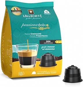 96 Lollocaffè DEK ESPRESSO Capsules Compatible with Dolce Gusto